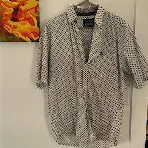 Wrangler George Strait Men's Casual White and Blue Patterned Shirt